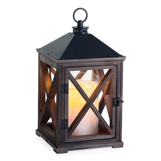 Wooden Candle Warmer Lantern - Brown