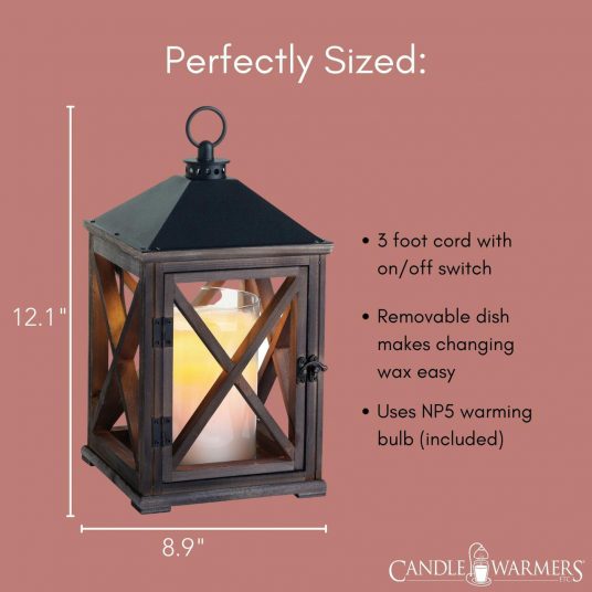 Wooden Candle Warmer Lantern - Brown