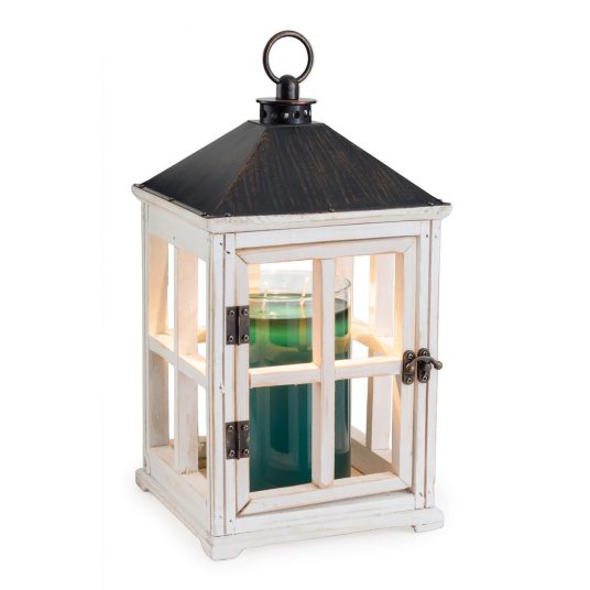 Wooden Candle Warmer Lantern - White
