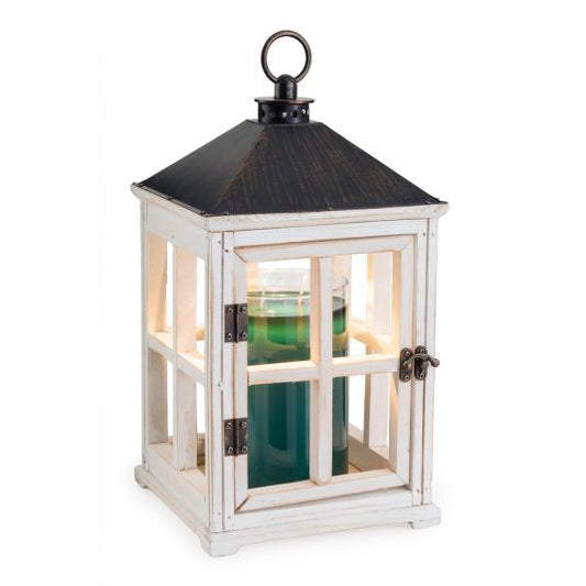 Wooden Candle Warmer Lantern - White