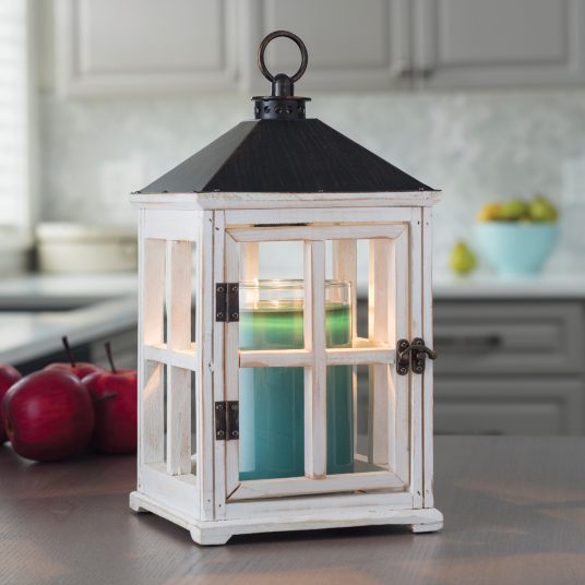 Wooden Candle Warmer Lantern - White