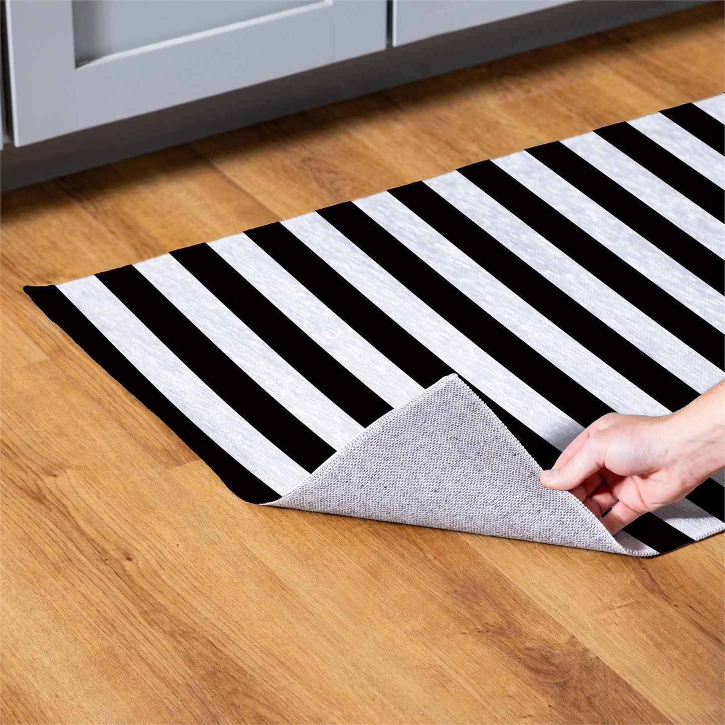 24x36 Washable Mat - Black & White Stripes