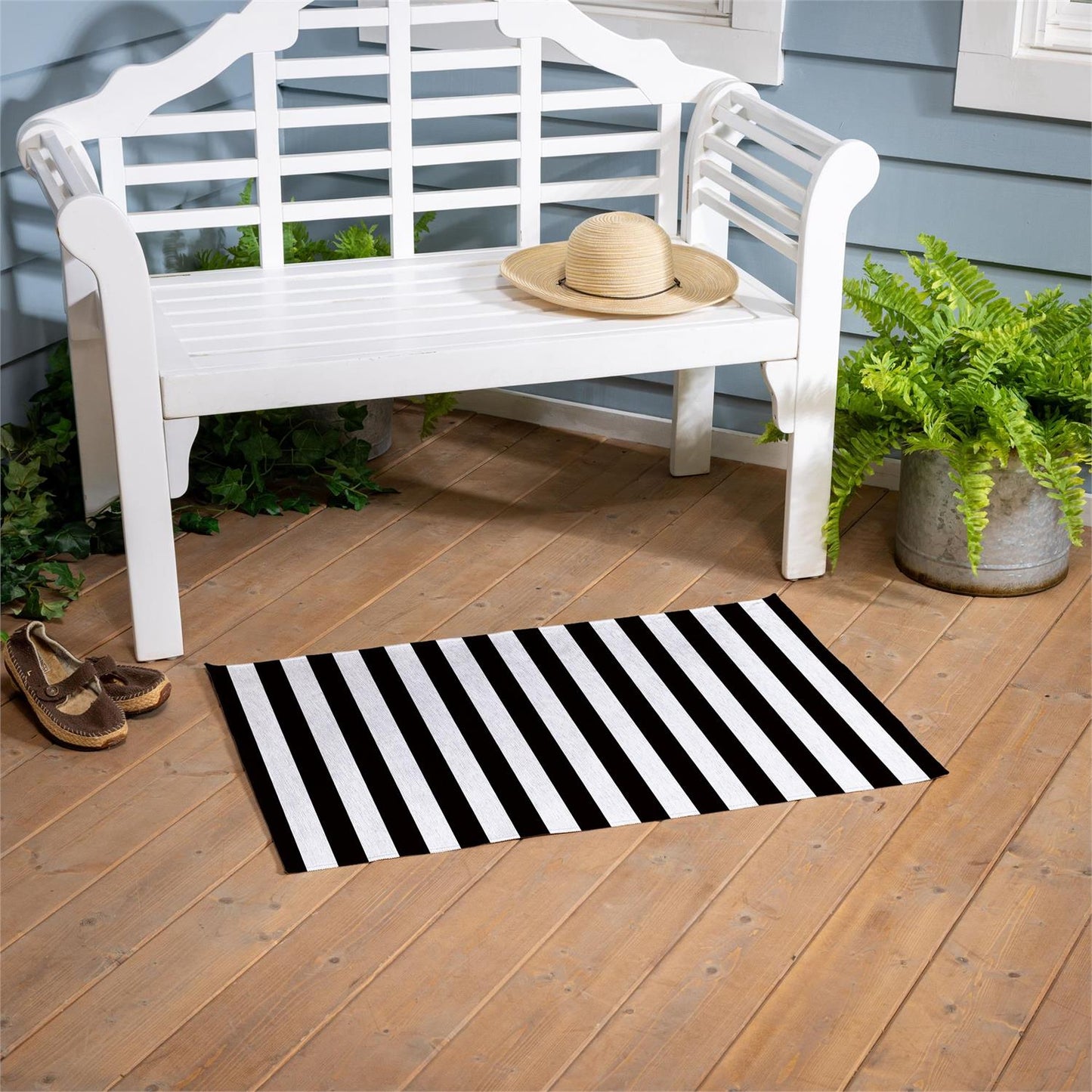 24x36 Washable Mat - Black & White Stripes