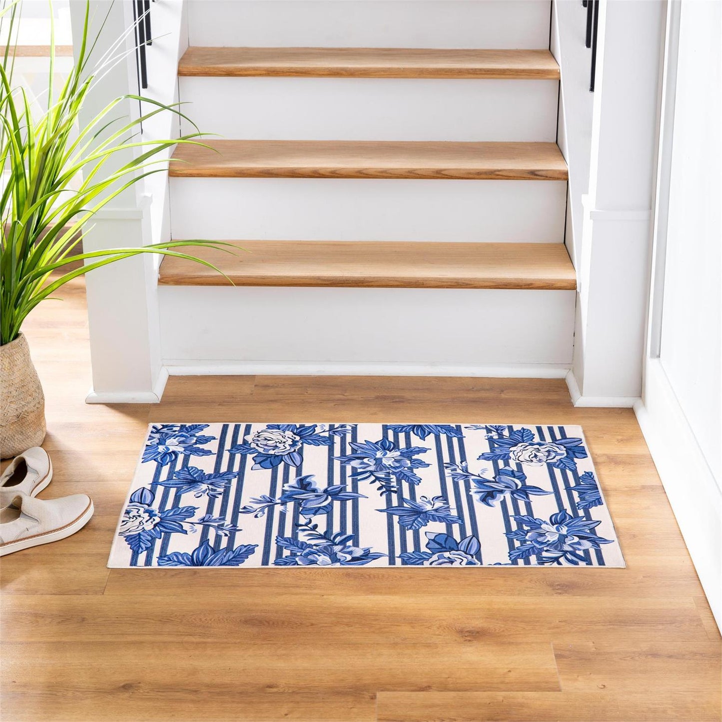 Washable Mat 24"x36" - Chino Bow Blue Floral