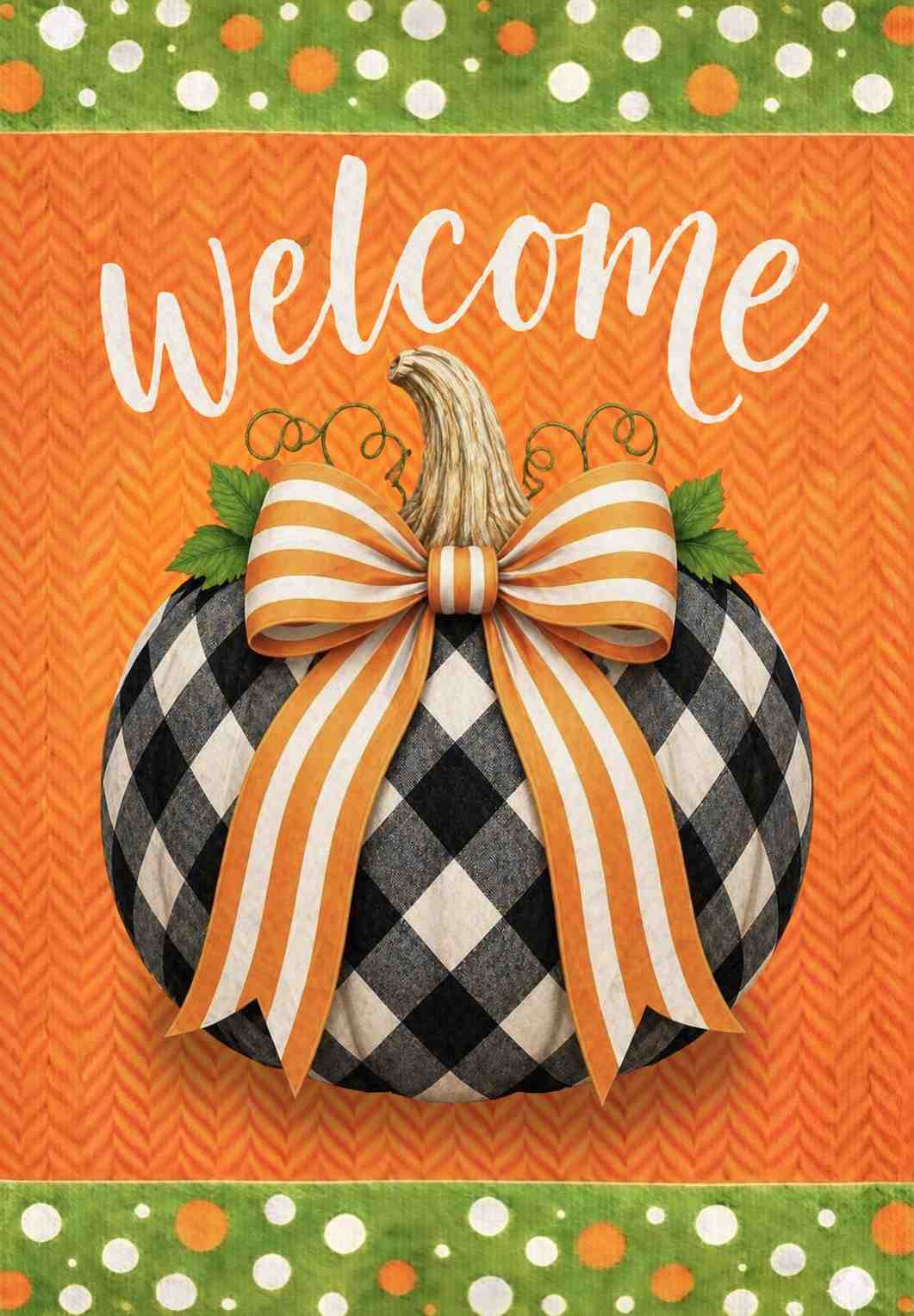 Garden Flag - Welcome Polka Dot Pumpkin