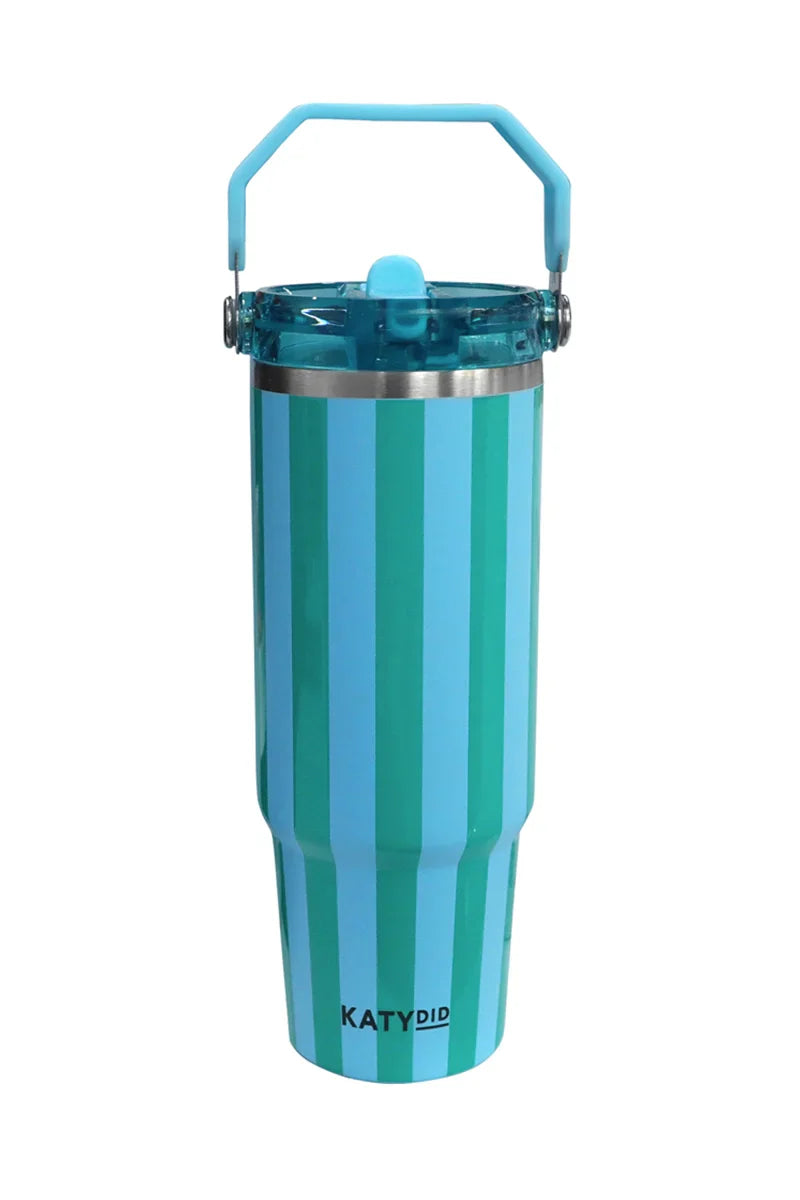 30oz Cabana Tumbler - Aqua & Green Striped