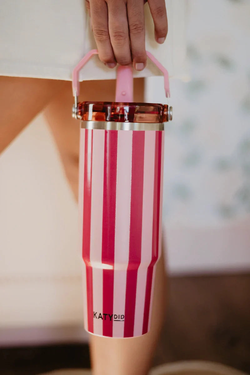 30oz Cabana Tumbler - Pink & Wine Stripe