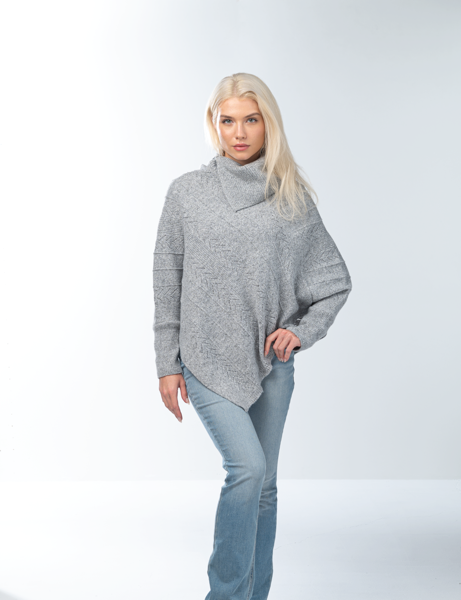 Split Poncho - Grey