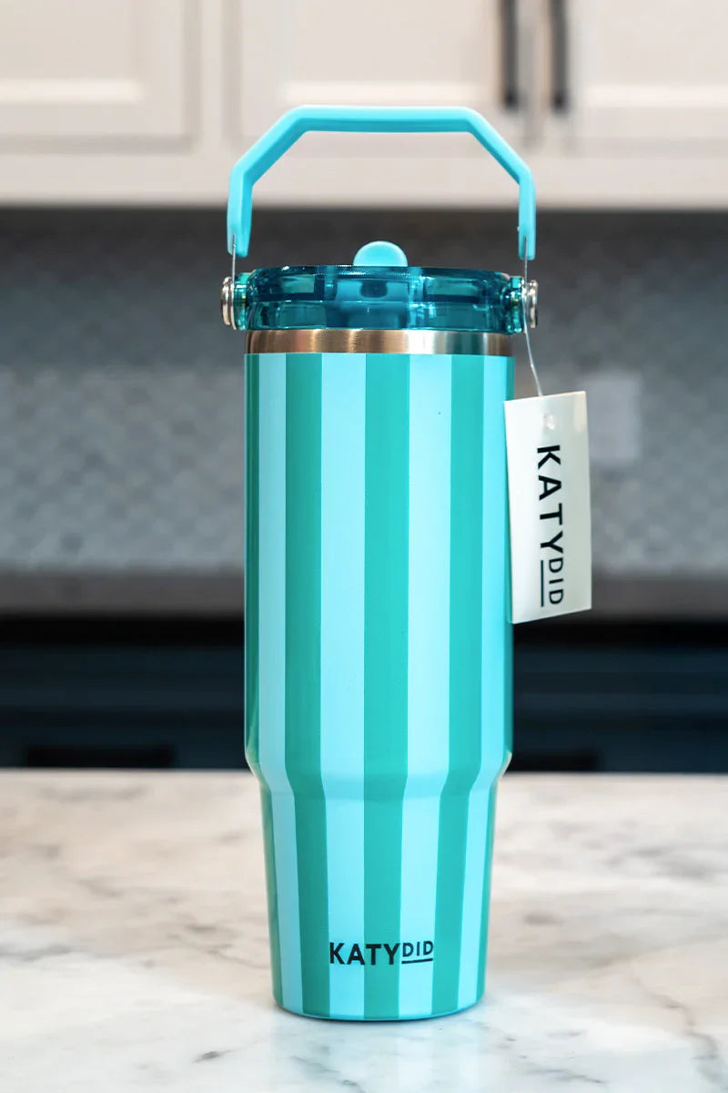 30oz Cabana Tumbler - Aqua & Green Striped