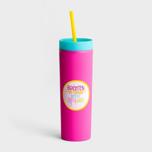 Brighten the Corner Tumbler w/ Straw