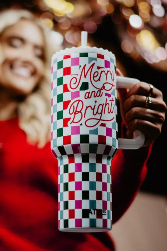 Merry & Bright Checkered Tumbler Cup