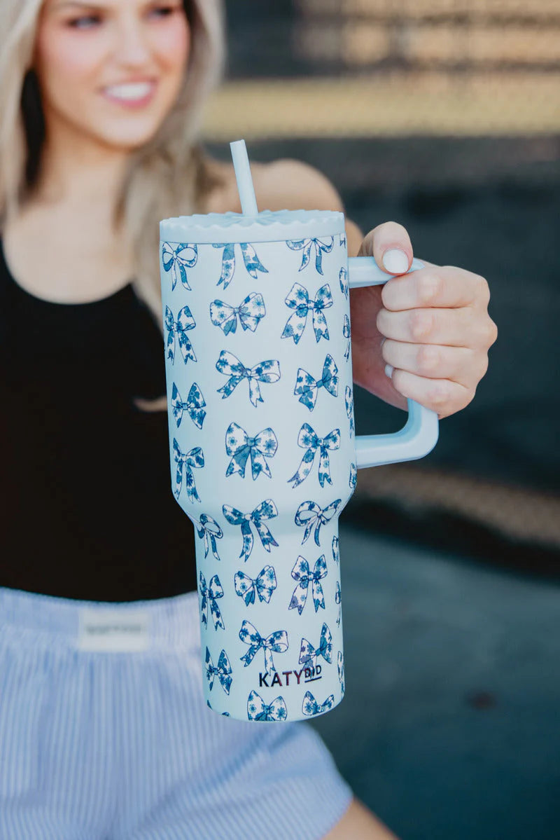 Tumbler w/ Handle - 38oz Chinoserie Bows