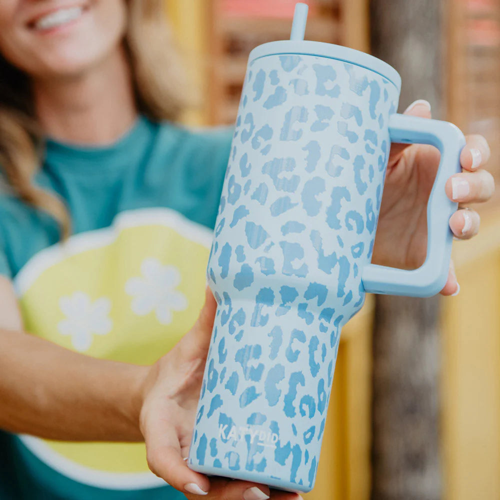 Tumbler w/ Modern Light Blue Leopard