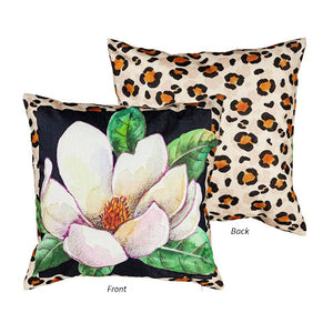Cheetah Magnolia Bloom Pillow Cover