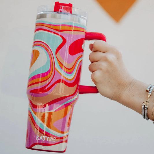 Tumbler w/ Handle - Groovy Swirls