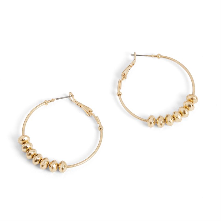 Whispers Hoops w/ Bead Earrings - Gold