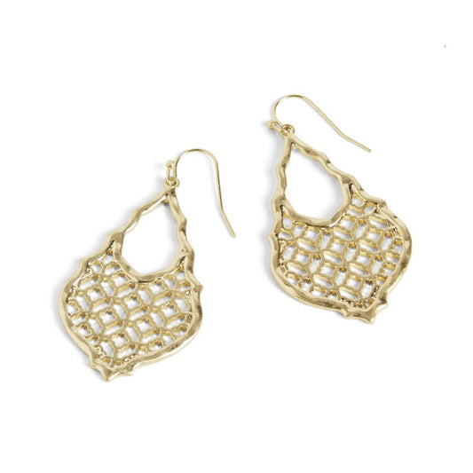 Whispers Gold Lattice Teardrop Earrings