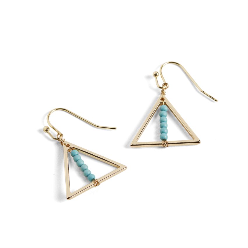 Whispers Gold Triangle Dangle Earrings