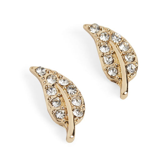 Whispers Jeweled Leaf Stud Gld