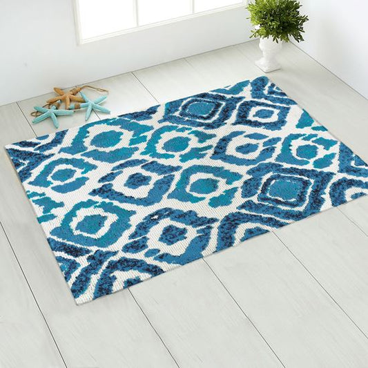 21"x33" Blue & Green Ikat Rug