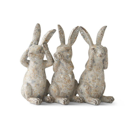 Distressed Gray 3 Bunny Figurine
