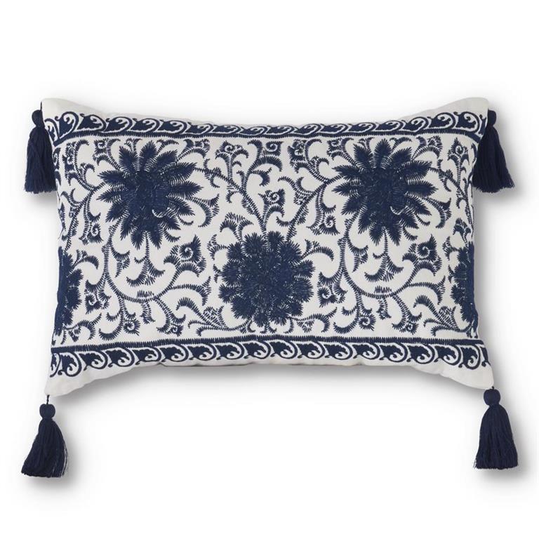 Rectangular Blue & White Mandala Pillow