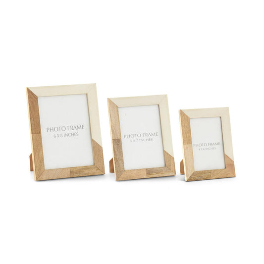 4x6 Wood/Cream Resin Photo Frame