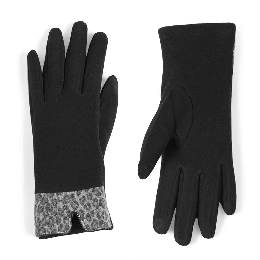 Animal Cuff Texting Gloves - Black