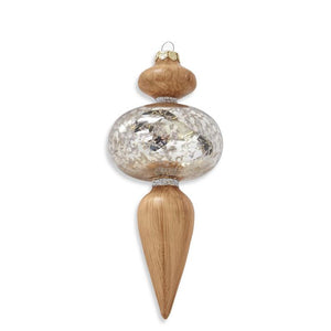 6.25" Mercury Glass & Wood Onion Finial Ornament