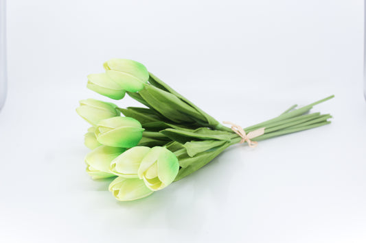 Real Touch Mini Tulip Bouquet Green