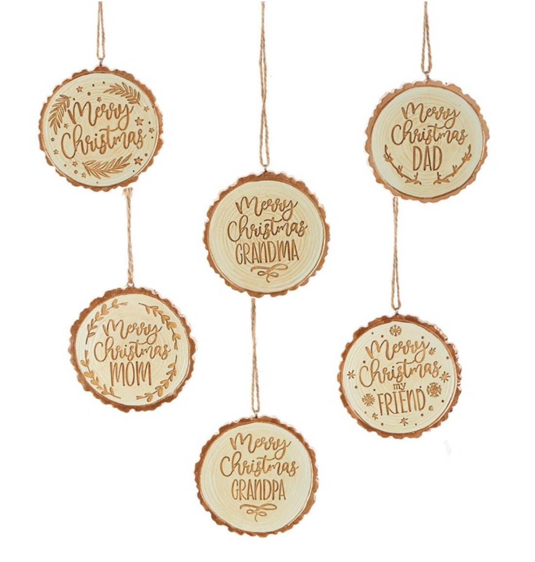 Log Slice w/ Words Ornament