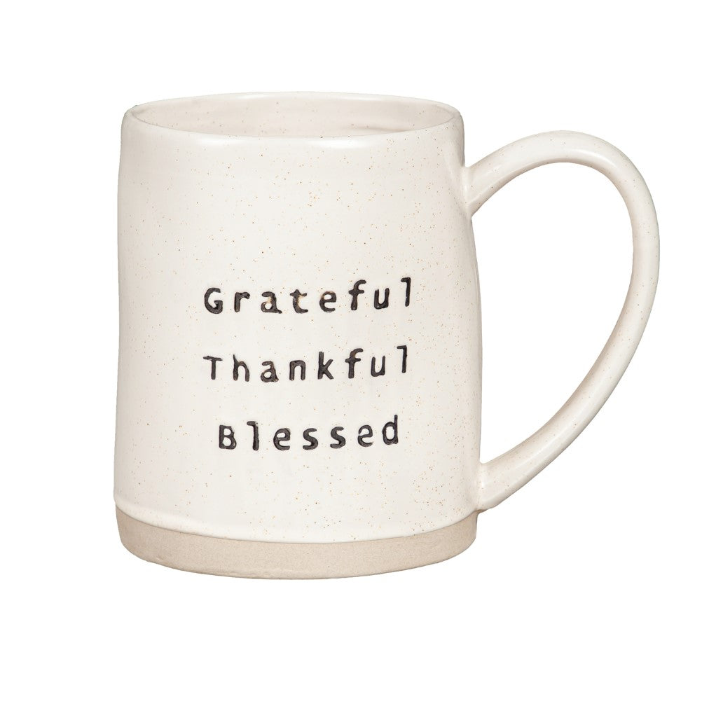 18 OZ Ceramic Cup - Grateful, Thankful, Blessed