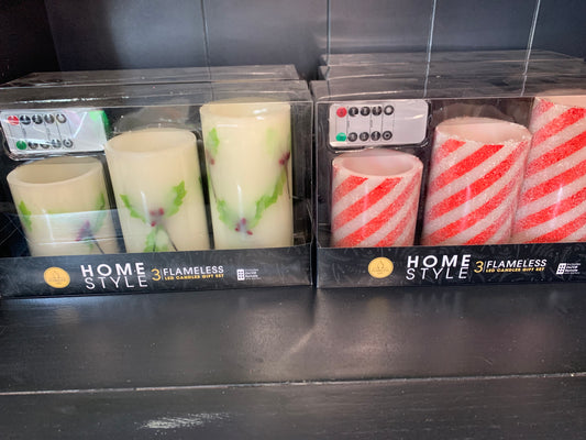 Set of 3 LED Wax Pillar Candle