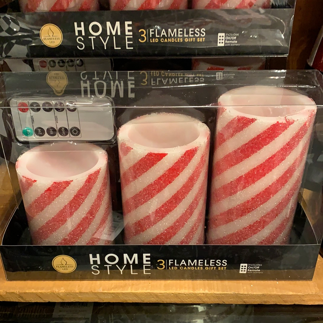 Set of 3 LED Wax Pillar Candle