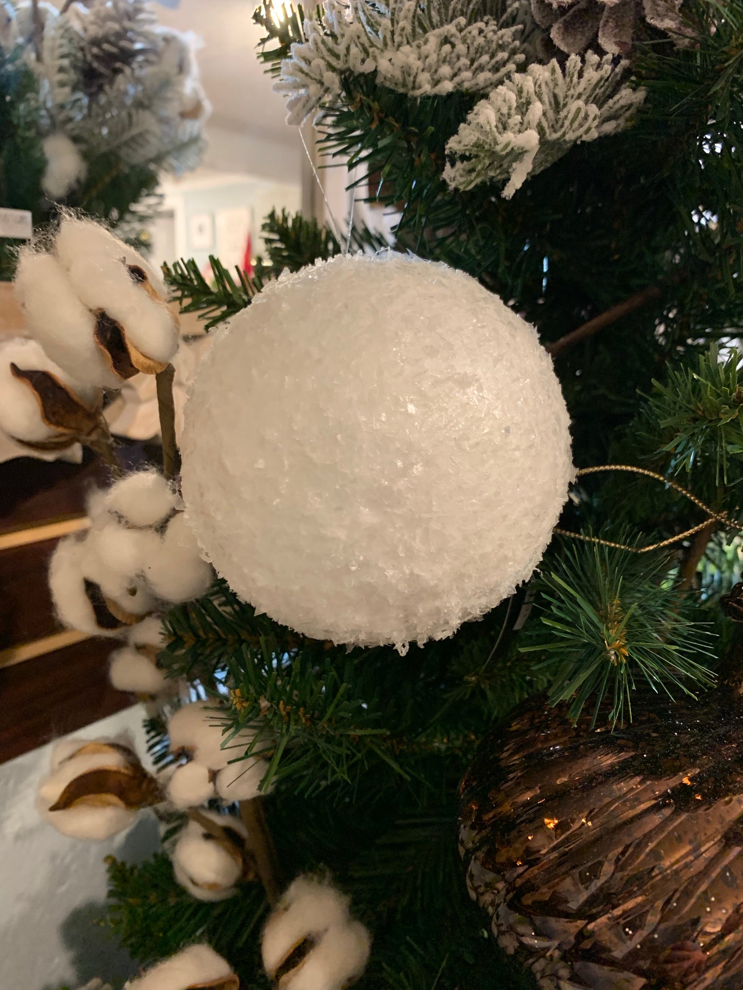 Round Textured Snowball Ornament
